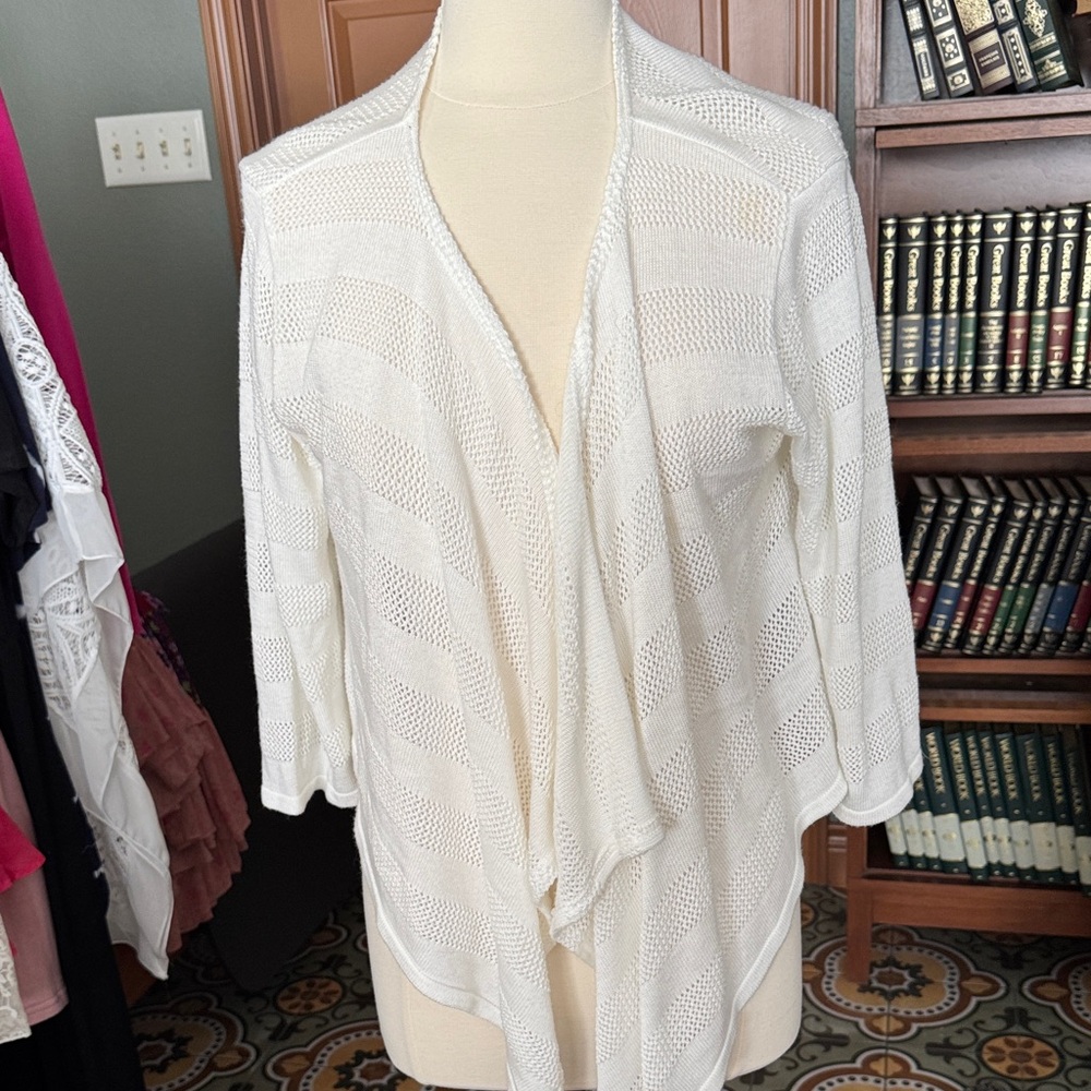 Elementz Open-Front Lightweight Cardigan Sweater - White